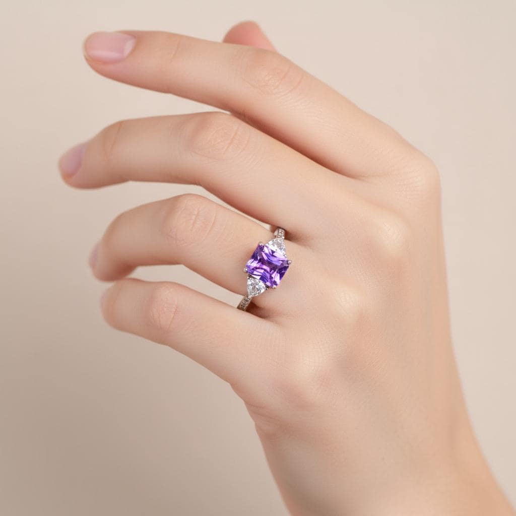 Dreistein-Amethyst-Ring Natürlicher Lavendel-Amethyst 925Er Silberring Verstellbarer Ring Geschenk Für Frau von JustringSJ