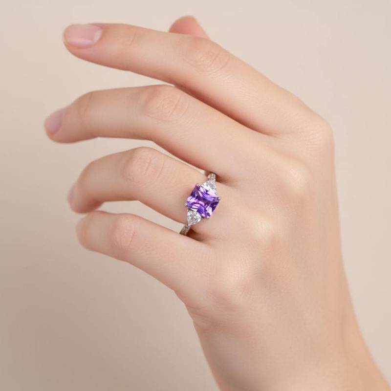 Dreistein-Amethyst-Ring Natürlicher Lavendel-Amethyst 925Er Silberring Verstellbarer Ring Geschenk Für Frau von JustringSJ