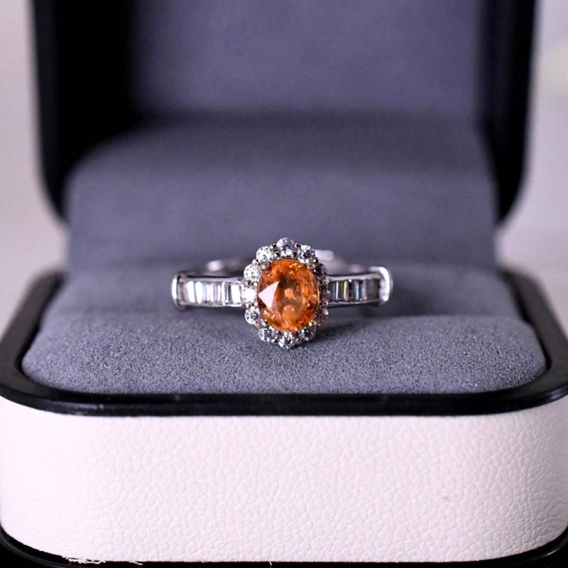Eleganter Fanta-Granat Ring Aus 925Er Silber Verstellbar Mit 18K Weißgold Finish Perfektes Geschenk Für Frauen Eleganter Fanta-Granat Ring Aus 925Er Silber Verstellbar Mit 18K Weißgold Finish Perfektes Geschenk Für Frauen von JustringSJ