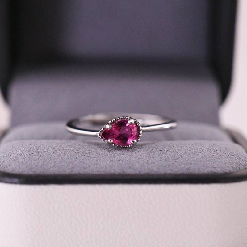 Eleganter Turmalin Solitär Ring 925Er Silber Mit 18K Weißgold Verstellbarer Edelsteinring Für Frauen von JustringSJ