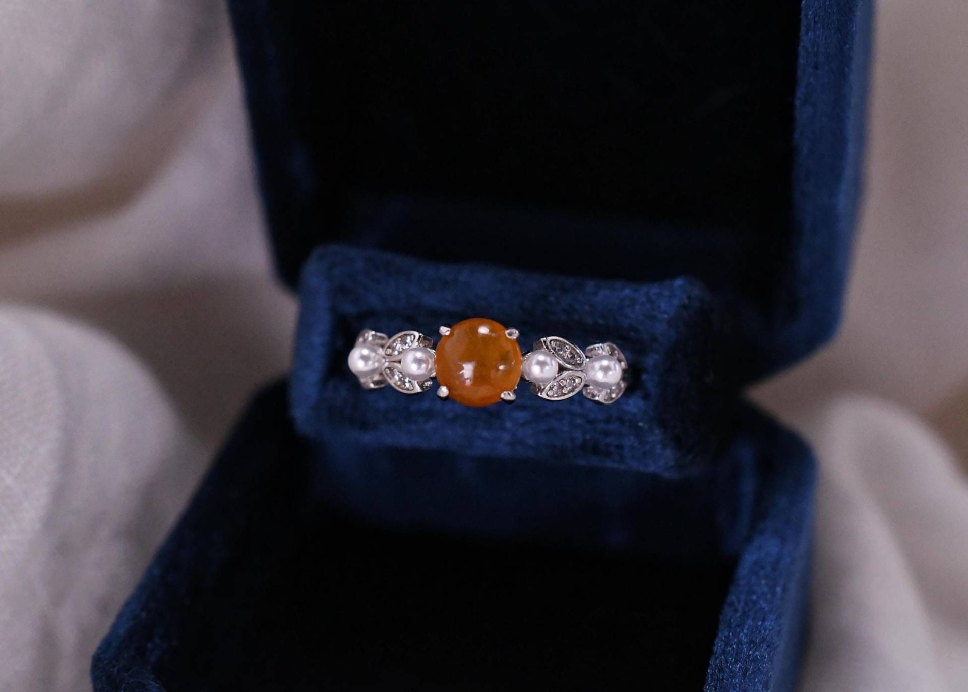 Gelber Jade-Ring Stern-Ring Seestern-Ring Eleganter Mit Verstellbarer Größe in 925Er Silber Perfektes Geschenk von JustringSJ