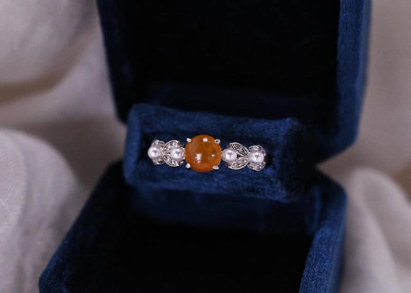 Gelber Jade-Ring Stern-Ring Seestern-Ring Eleganter Mit Verstellbarer Größe in 925Er Silber Perfektes Geschenk von JustringSJ