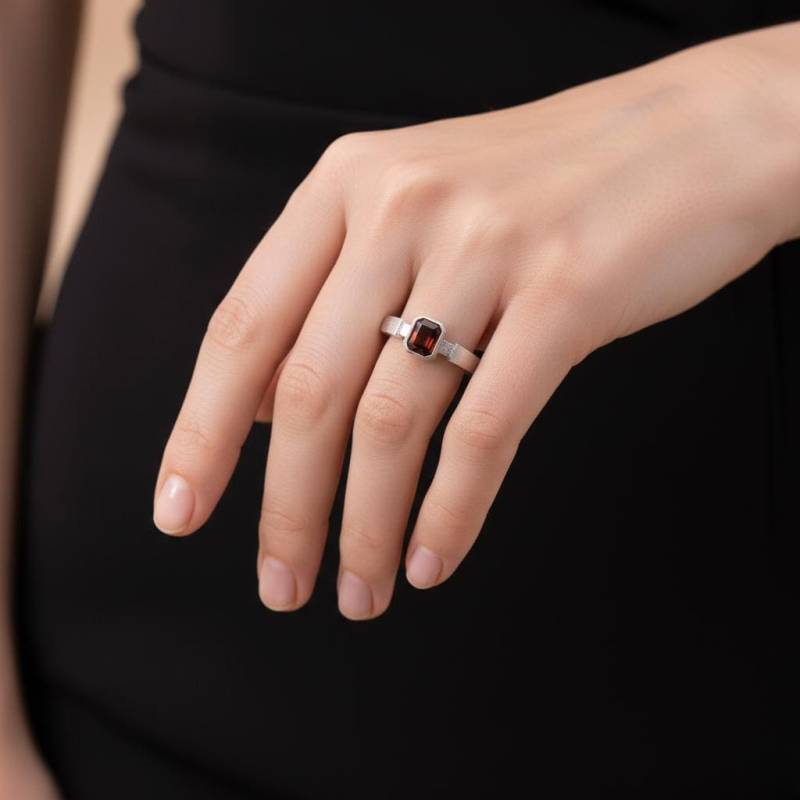 Granat Ring Im Edlen Design 925 Silber Verstellbar Für Jeden Finger Perfektes Geschenk von JustringSJ