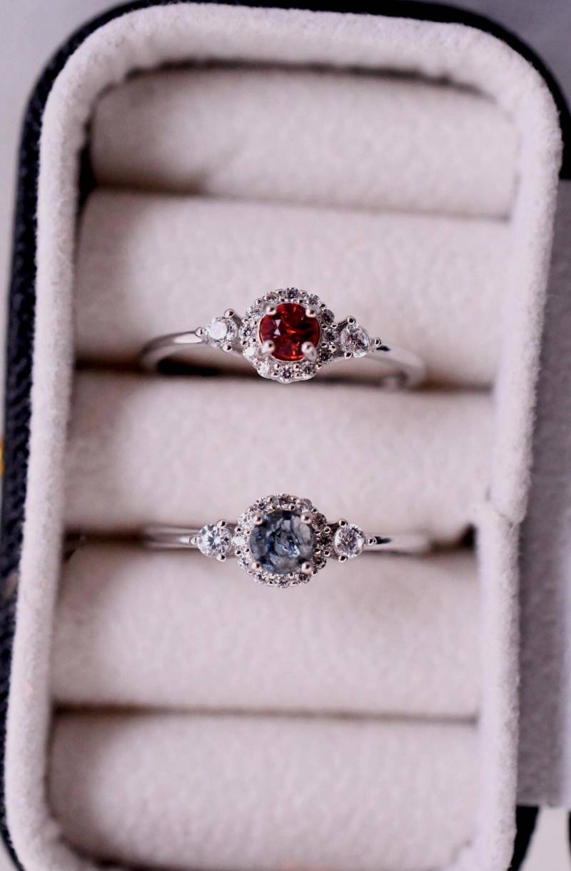 Spinell Mini-Ring Natürlicher Ring 925Er Silberring, Mit 18K Weissgold Vergoldet Verstellbarer Geschenk Für Frau von JustringSJ