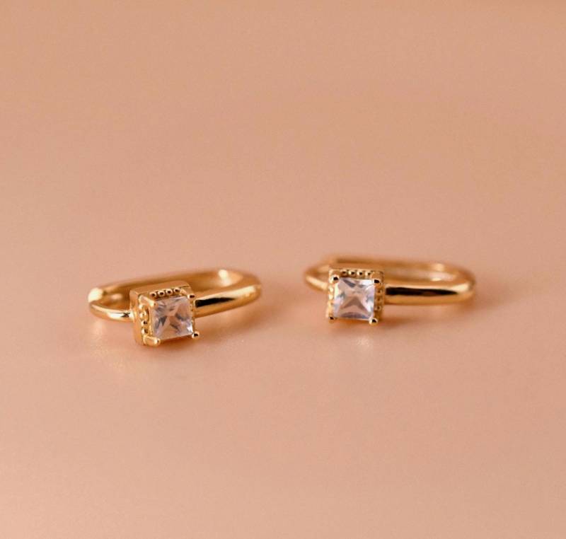 Mondstein-Ohrringe 925Er Silber Mit 18K Gelbgold Vergoldet Natürlicher Mondstein Perfektes Geschenk Für Sie von JustringSJ