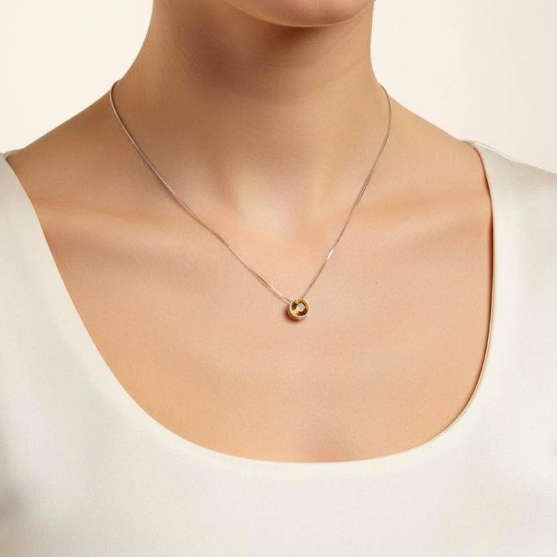 Natürlicher Citrin Geburtsstein Halskette 925Er Silber Vergoldet Schmuck Geschenkidee Zum Geburtstag Natürliche von JustringSJ