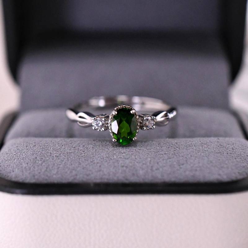 Natürlicher Diopsid Ring 925Er Sterlingsilber Vergoldet Verstellbar Schmuck Geschenk Für Frau Brautjungfer Geschenke von JustringSJ