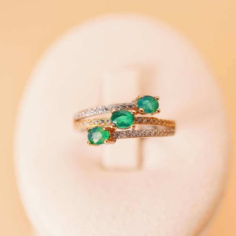 Natürlicher Opal 3 Steine Ring Edelsteinring Schmuck Geschenk Für Frau Perfektes Freundin von JustringSJ