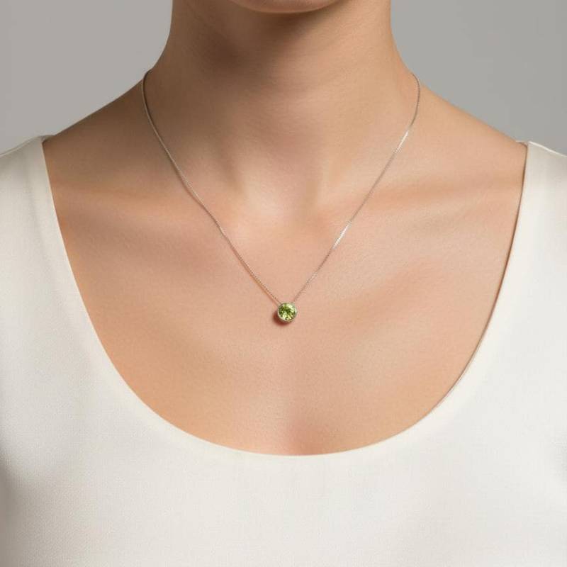 Natürlicher Peridot Geburtsstein Halskette Silber Vergoldet Personalisierter Schmuck Geburtstags Geschenke von JustringSJ