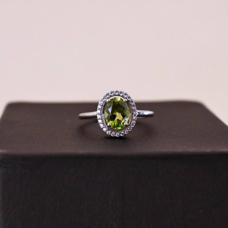 Peridot Diana Ring Natürlicher 925Er Silber, Mit 18K Gold Vergoldet Verstellbarer Perfektes Geschenk von JustringSJ