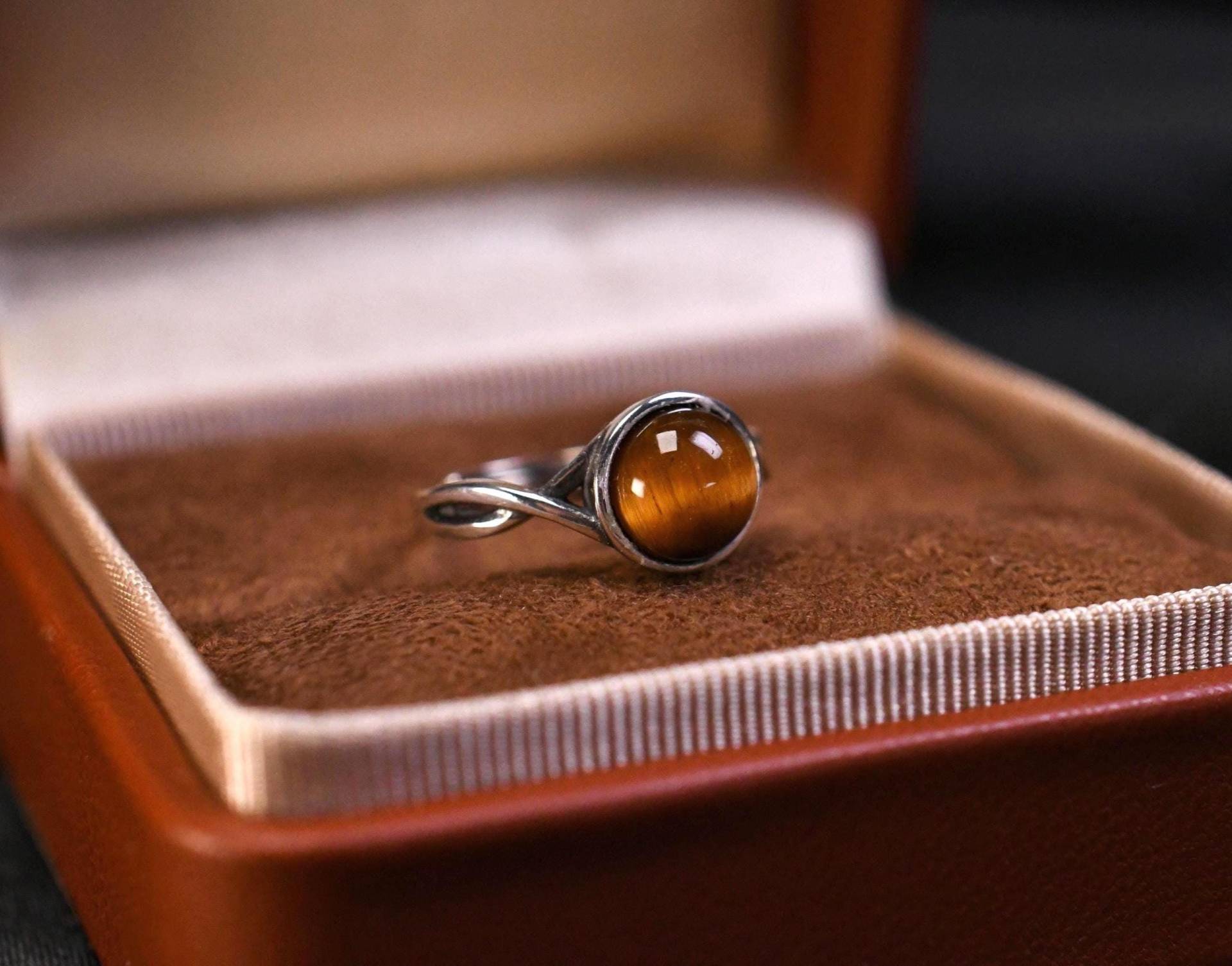 Natürlicher Tigerauge-Ring 925Er Silberring Verstellbarer Ring Edelsteinring Geschenk Für Frau Boho Schmuck Handgemachter von JustringSJ