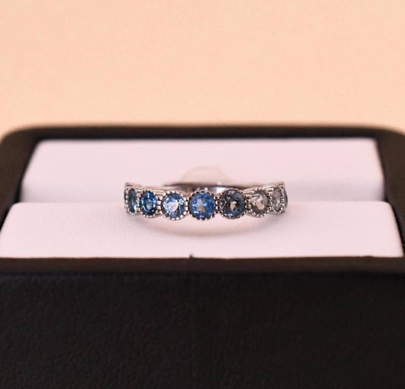 Natürlicher Topas Eternity Ring Geburtsstein Ring925Er Silberring, Mit 18K Weißgold Vergoldet Verstellbarer Geschenk von JustringSJ