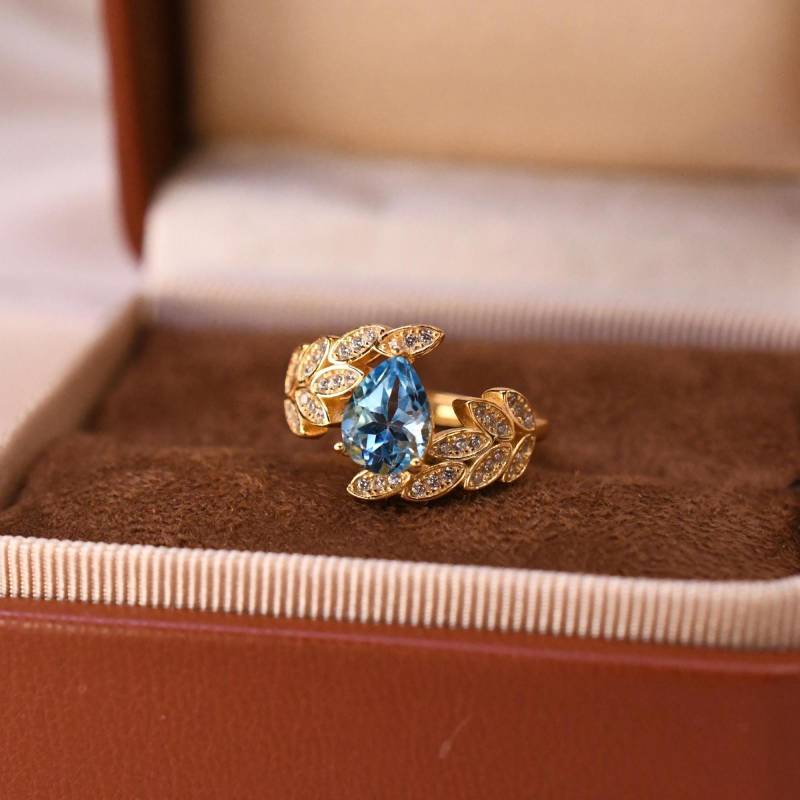 Natürlicher Topazring Edelsteinring Topas Schmuck Geschenk Für Frau Geburtstagsgeschenk 925Er Sterlingsilber Veroldet Verstellbar von JustringSJ