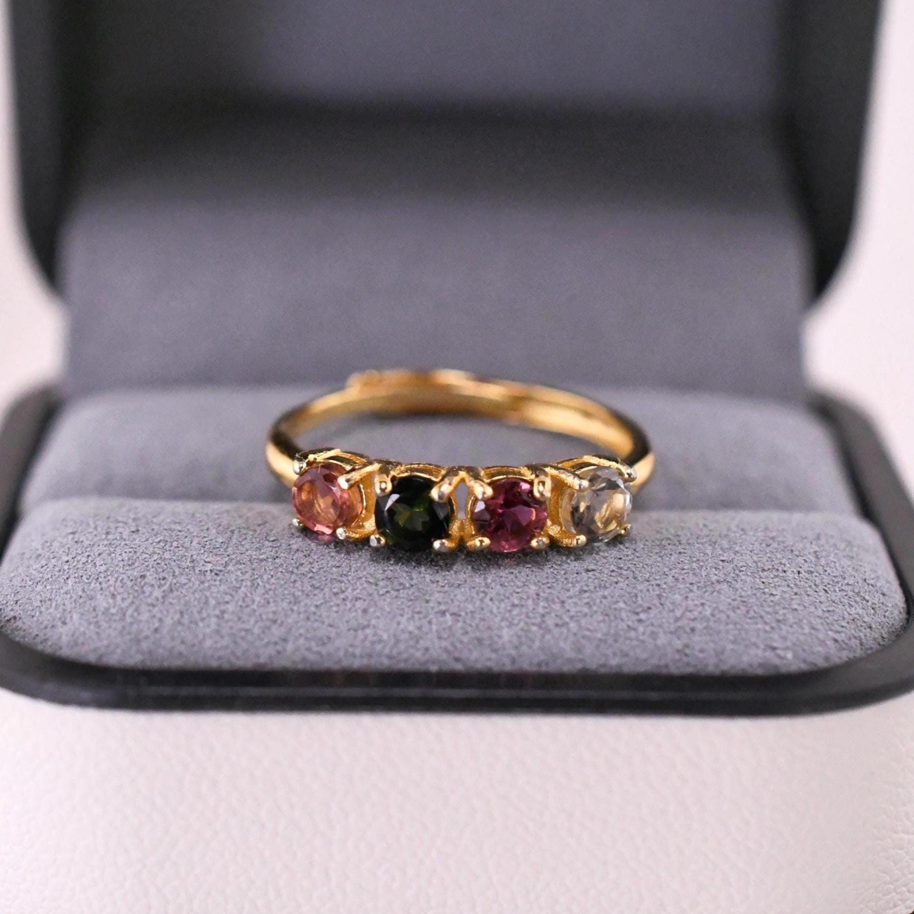 Natürlicher Turmalin-stapelringe Edelsteinring 925Er Silberring Mit 18K Gold Vergoldet Verstellbarer Ring Geschenk Für Sie Natürlicher Turmalin-stapelringe Edelsteinring 925Er Silberring Mit 18K Gold Vergoldet Verstellbarer Ring Geschenk Für Sie von JustringSJ
