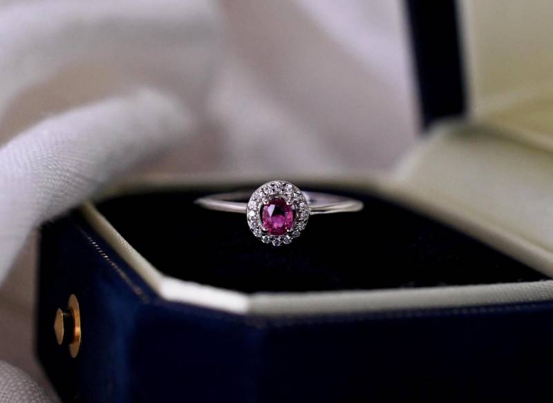 Zarter Rubinring Natürlicher 925Er Silberring, Mit 18K Weißgold Vergoldet Verstellbarer Ring Geschenk Für Frau von JustringSJ