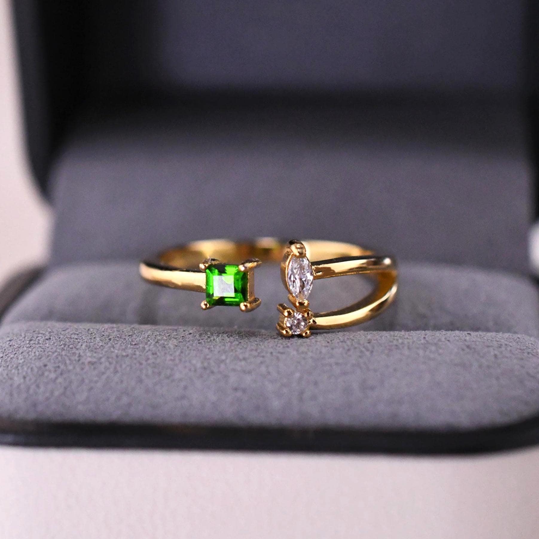 Offener Ring Mit Natürlichen Bunten Edelsteinen 18K Weissgold Vermeil 925Er Sterlingsilber Veroldet Verstellbar von JustringSJ