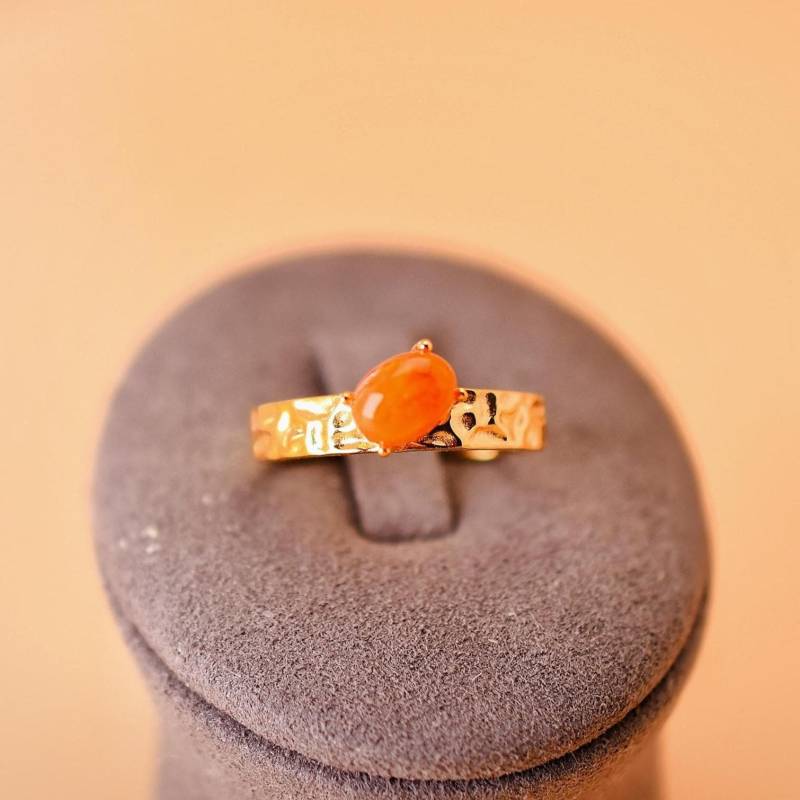 Opal-Ring Geburtsstein Ring Natürlicher Edelsteinring 925Er Silber, Mit 18K Gold Vergoldet Verstellbarer Perfektes Geschenk von JustringSJ