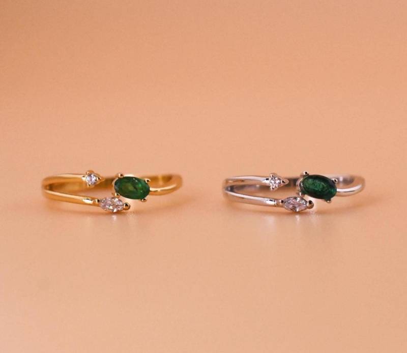 Smaragdfeiner Ring Natürlicher Smaragd 925Er Silberring Verstellbarer Geschenk Für Frau von JustringSJ