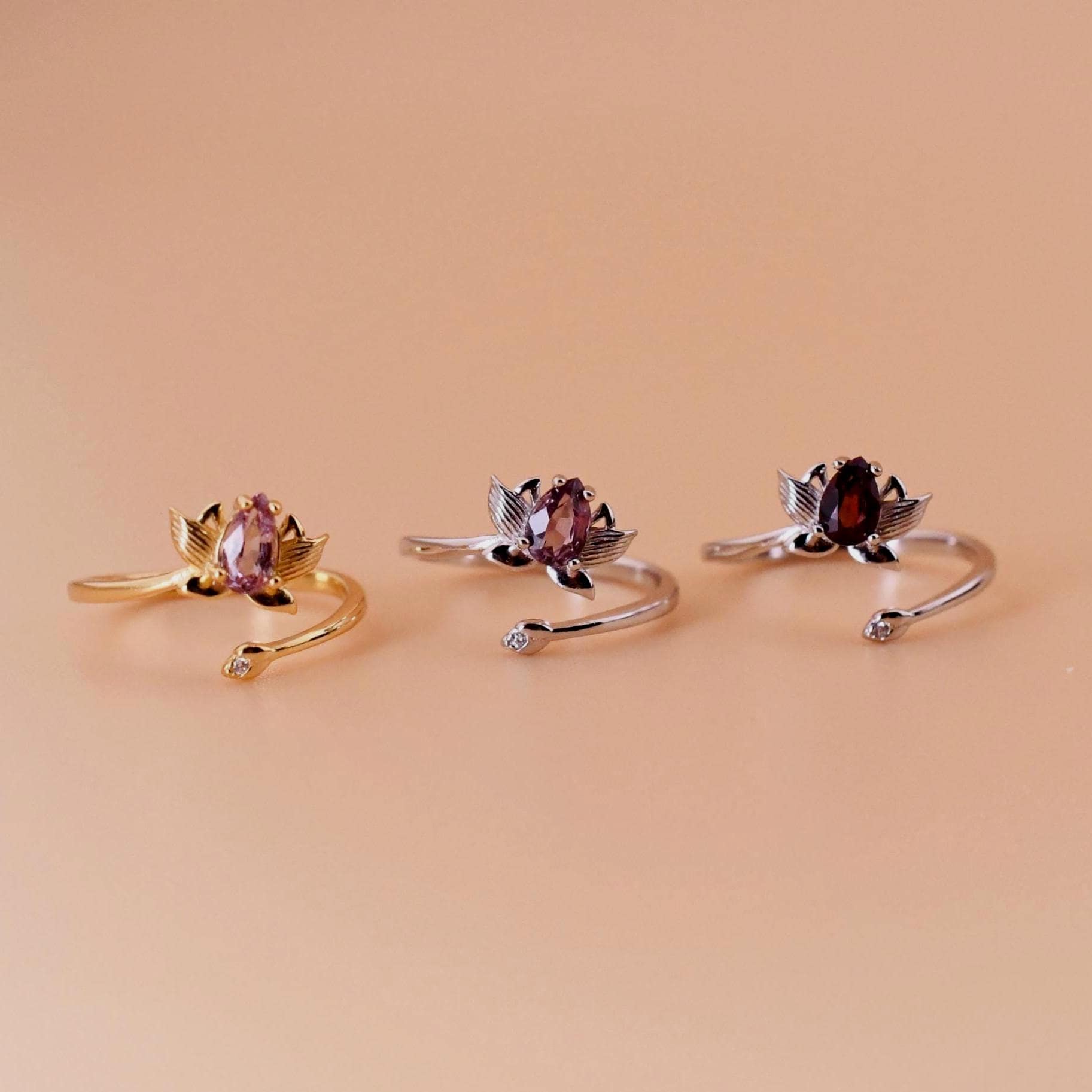 Spinell-Lotus-Ring Natürlicher Spinell Verstellbarer Ring Aus 925Er Silber Geschenk Für Frau von JustringSJ