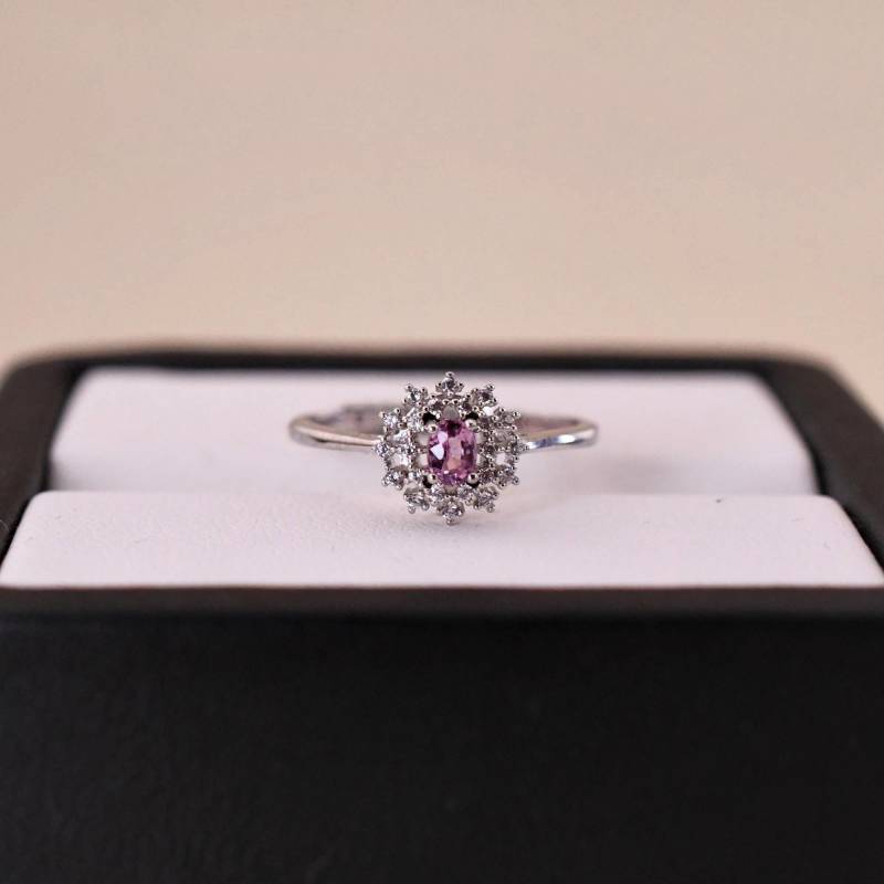 Spinellring Natürlicher Spinell Ring 925Er Silberring, Mit 18K Weißgold Vergoldet Verstellbarer Geschenk Für Frau von JustringSJ