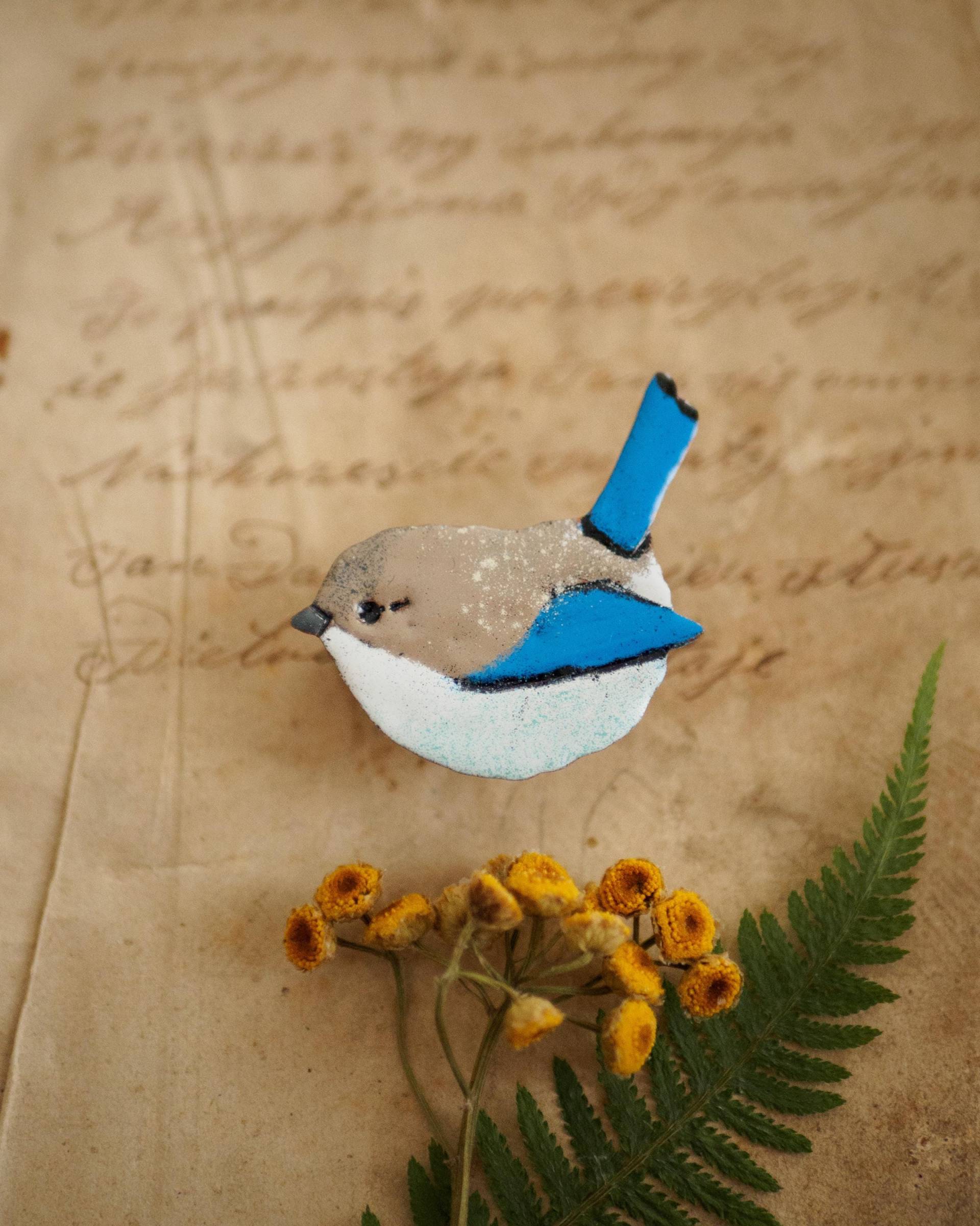 Zauberhafte Fairywren Brosche, Süße Vogel Pin, Emaillierte Kupfer Blau Grauer Vogel, Natur Liebhaber Zauberhafte Fairywren Brosche, Süße Vogel Pin, Emaillierte Kupfer Blau Grauer Vogel, Natur Liebhaber von JustynaKrupkowska