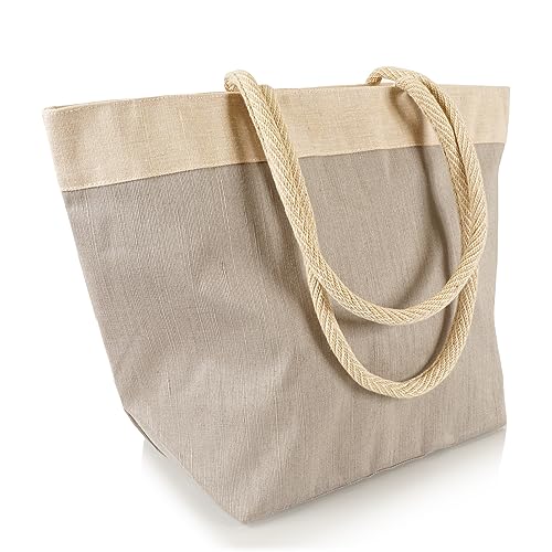 Jute statt Plastik Original | JC7228LBG | Jucotasche Hellgrau | Shopper Einkaufstasche Strandtasche Handtasche | Fair & Nachhaltig | 3er-Set von Jute statt Plastik