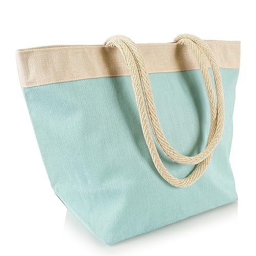 Jute statt Plastik Original | JC7228LBT | Jucotasche Türkis | Shopper Einkaufstasche Strandtasche Handtasche | Fair & Nachhaltig | 1er-Set von Jute statt Plastik