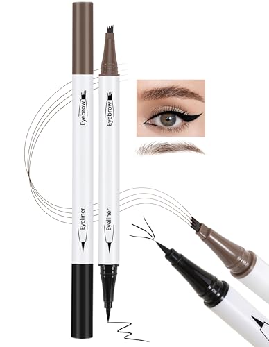 Jutqut 2 in 1 Augenbrauenstift & Eyeliner, Wasserdichter 3D Augenbrauenstift mit 4 Gabelspitzen Microblading, Smooth Tattoo Eyebrow Pencil, Wasserfest Liquid Black Eyeliner, Brauenstift Dunkelbraun Jutqut 2 in 1 Augenbrauenstift & Eyeliner, Wasserdichter 3D Augenbrauenstift mit 4 Gabelspitzen Microblading, Smooth Tattoo Eyebrow Pencil, Wasserfest Liquid Black Eyeliner, Brauenstift Dunkelbraun von Jutqut