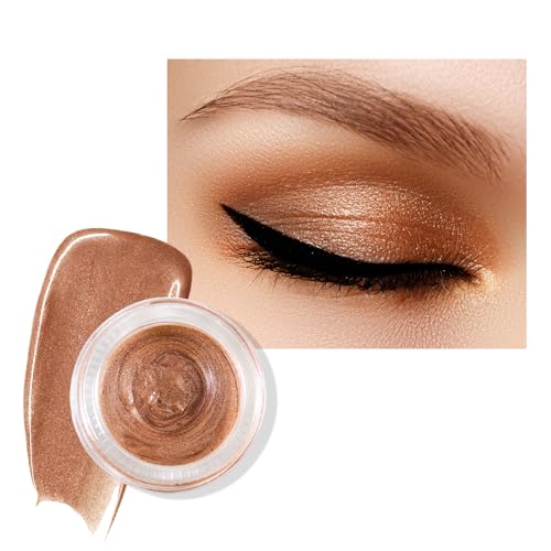 Jutqut Cream Glitter Eyeshadow, Liquid Eye Shadow Metallic Bronzer, High Pigmented Jelly Lidschatten Primer, Long Lasting Moisturising Eyeshadow Base, Shimmer Waterproof Eye Makeup #05 Bronzer von Jutqut