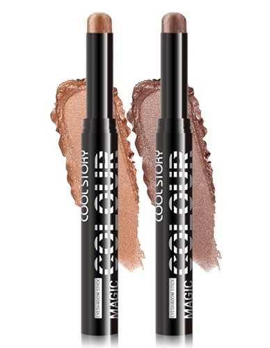 Jutqut 2Pcs Glitzer Lidschatten Stift, Wasserfester Eyeshadow Stick mit Schimmernder Finish, Hochpigmentierte und Langanhaltender Lidschattenstift, Creme Eye Shadow Sticks #E11+14 von Jutqut