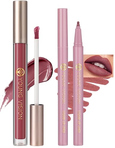 Jutqut Matte Lip Liner and Lip Gloss set, Liquid Long Lasting Lipstain, Waterproof and Sweatproof Lipliner Tatttoo, Highly Pigmented, Non-Stick Cup, Quick Drying, Suitable for All Skin Tones #10 von Jutqut