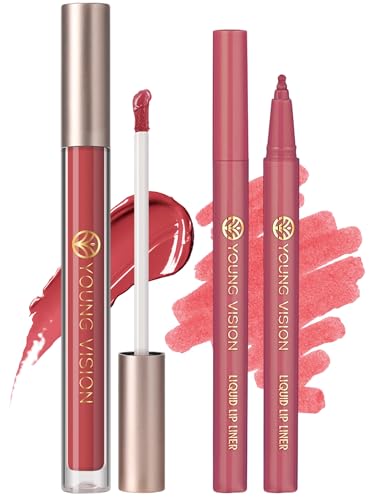 Jutqut Matte Lip Liner and Lip Gloss set, Liquid Long Lasting Lipstain, Waterproof and Sweatproof Lipliner Tatttoo, Highly Pigmented, Non-Stick Cup, Quick Drying, Suitable for All Skin Tones #04 von Jutqut