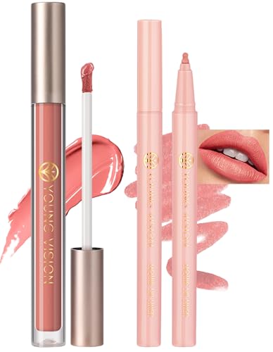 Jutqut Matte Lip Liner and Lip Gloss set, Liquid Long Lasting Lipstain, Waterproof and Sweatproof Lipliner Tatttoo, Highly Pigmented, Non-Stick Cup, Quick Drying, Suitable for All Skin Tones #07 von Jutqut