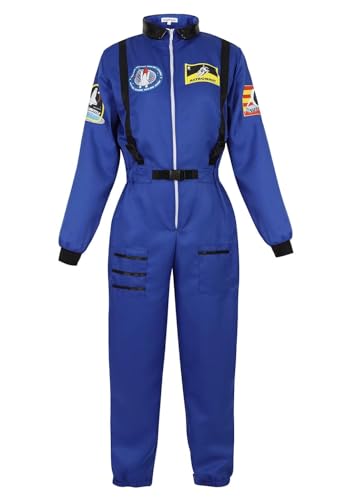 Jutrisujo Astronauten Kostüm ErwacÖsene Damen Kostüm Astronaut Weltraum Raumfahrer Halloween Cosplay Blau 2XL von Jutrisujo