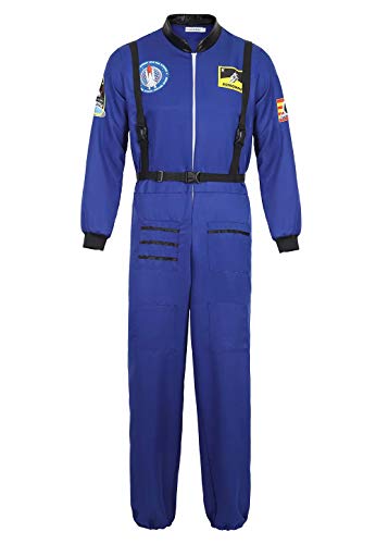 Jutrisujo Astronauten Kostüm ErwacÖsene Herren Kostüm Astronaut Weltraum Raumfahrer Halloween Cosplay Blau m von Jutrisujo