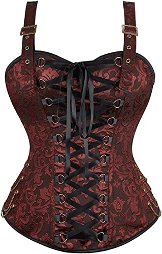 Jutrisujo Braun Steampunk Korsett Kostüm Pirat Damen Corset Corsage Strapse Viktorianisch Vintage Renaissance Halloween M von Jutrisujo