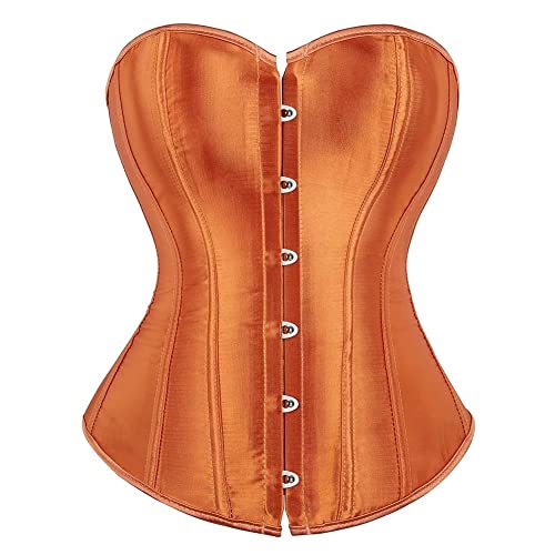 Jutrisujo Corset Korsett Damen Corsage Corsett Vollbrust Oberteil Top Korsage Satin Burlesque Renaissance Orange M von Jutrisujo