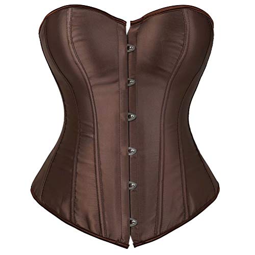 Jutrisujo Korsett Damen Braun Corset Corsage Top Korsage Satin Burlesque Vintage Große Größen XS von Jutrisujo