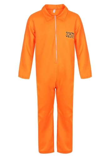 Jutrisujo Gefangener Kostüm Overall Herren Damen Gefangenenkostüm Orange Halloween Cosplay Geflüchteter 2XL von Jutrisujo