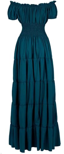 Jutrisujo Kleid Mittelalter Damen Renaissance mit Trompetenärmel Party Frauen Kleidung Kostüm Bodenlang Vintage Retro Festlich Karneval Grün S von Jutrisujo