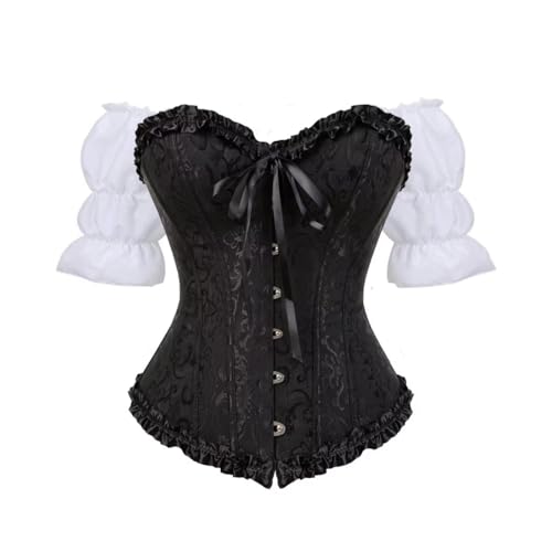 Jutrisujo Korsett Bluse Set Damen Mittelalter Kleidung Renaissance Black Corset Top Korsage Corsage Vintage Burlesque Gothic Schwarz M von Jutrisujo