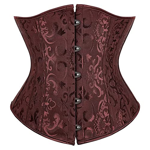 Jutrisujo Korsett Braun Unterbrust Damen Corset Corsage Underboob Halbbrust Top Gothic Elegant Burlesque Vintage Brown 7XL von Jutrisujo