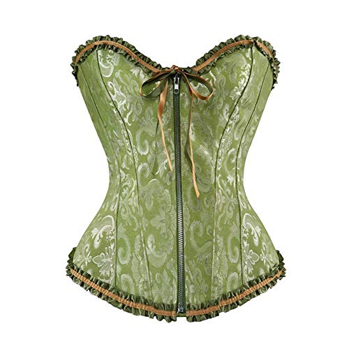 Jutrisujo Korsett Damen Corsage Corset Bustier Reißverschluss Blumen Gothic Vintage Grün M von Jutrisujo