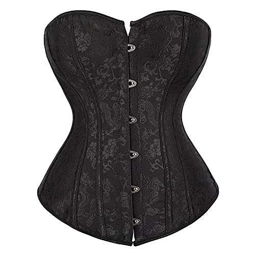 Jutrisujo Korsett Deman Corsage Corset Bustiers Vollbrust Vintage Blume Satin Spitzen Gothic Schwarz M von Jutrisujo