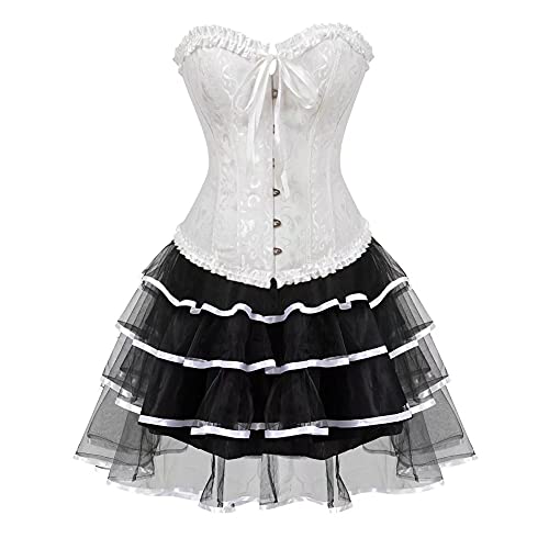 Jutrisujo Korsett Rock Corset Dress Corsagenkleid Kleid Burlesque Gothic Frauen Weiß M von Jutrisujo