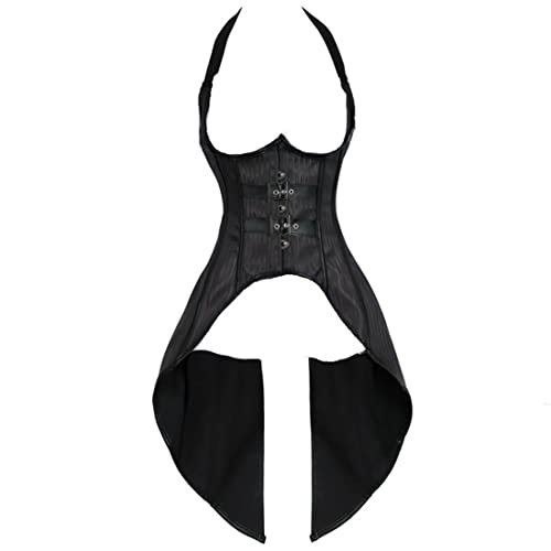 Jutrisujo Korsett Underbust Top Damen Steampunk Corsage Mit Träger Lang Piraten Unregelmäßig Kostüm Für Karneval 4XL von Jutrisujo