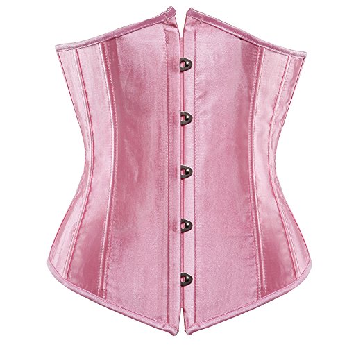 Jutrisujo Korsett Unterbrust Damen Underboob Pink Corset Corsage Gothic Mittelalter Burlesque Vintage Große Größen Rosa 3XL von Jutrisujo