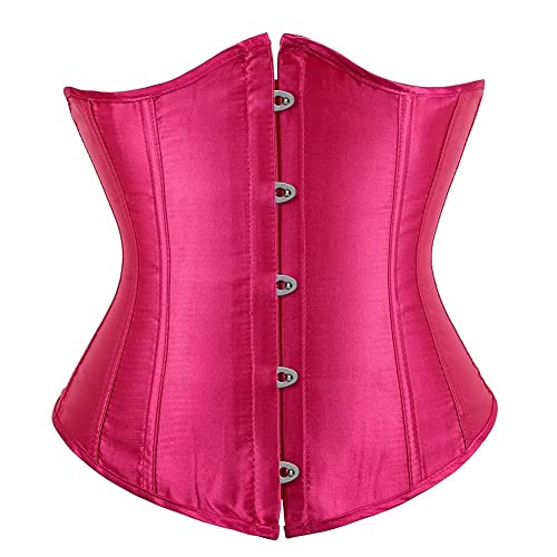 Jutrisujo Korsett Unterbrust Damen Underboob Roseo Corset Top Corsage Gothic Schnüren Burlesque Halloween Vintage Rosarot L von Jutrisujo