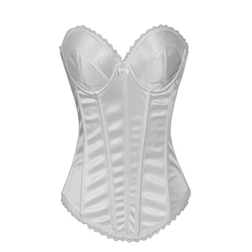 Jutrisujo Korsett Vollbrust Bustier Corset Corsage Gepolstert Braut Mit Strapse Taillen Billige Top Korsagen Weiß M von Jutrisujo