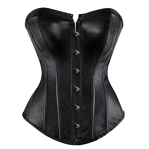 Jutrisujo Leder Korsett Damen Vollbrust Corsett Corsage Top Gothic Vintage Bluse Schwarz M von Jutrisujo